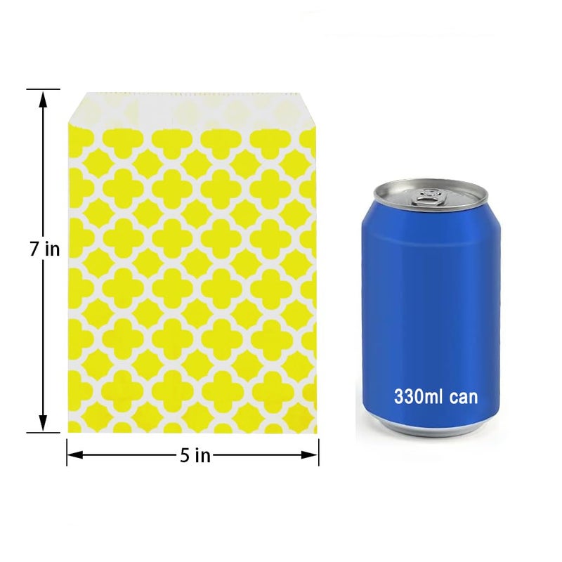 KEYYOOMY 100 Pcs Yellow Candy Buffet Bags Small Cookie Bags Polka Dot Paper Treat Bag for Wedding Birthday Party (5 inch x 7 inch) - Image 2